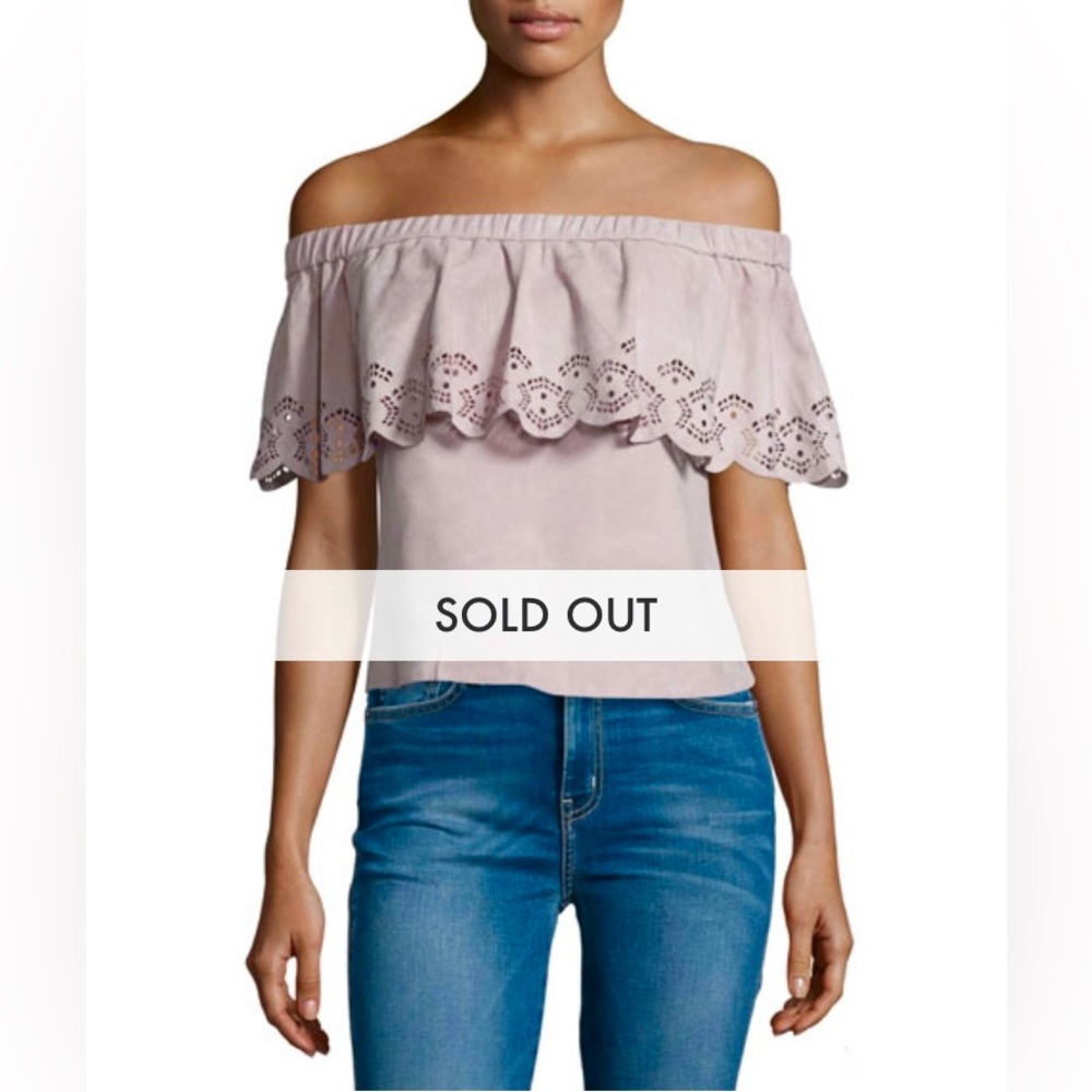 LAMARQUE Renuka Off-the-Shoulder Suede Leather Blouse